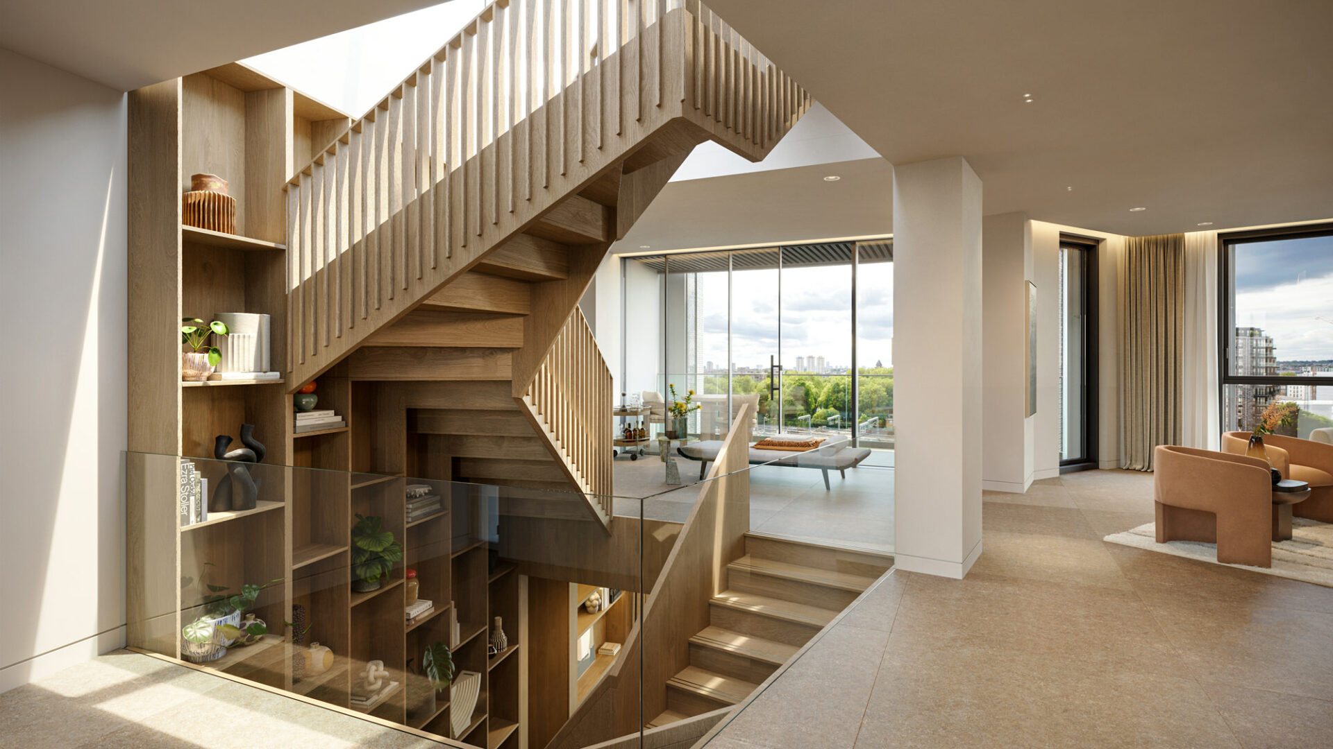 Skyward King's Cross - A light-filled stairway soars up through the living space